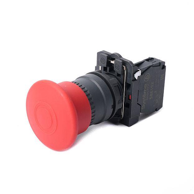 Кнопка аварийного останова SB5 в сборе 22мм 40мм тяни-толкай пластик 1НЗ фото 1