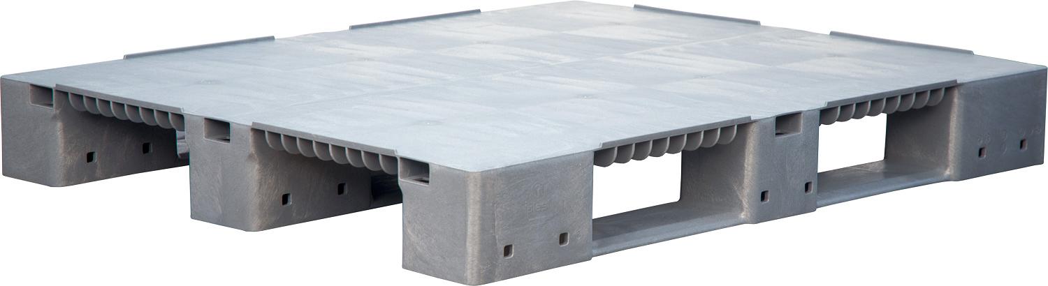 Паллет 1200х1000х150 мм (cплошной на 3-х полозьях) серый фото 1