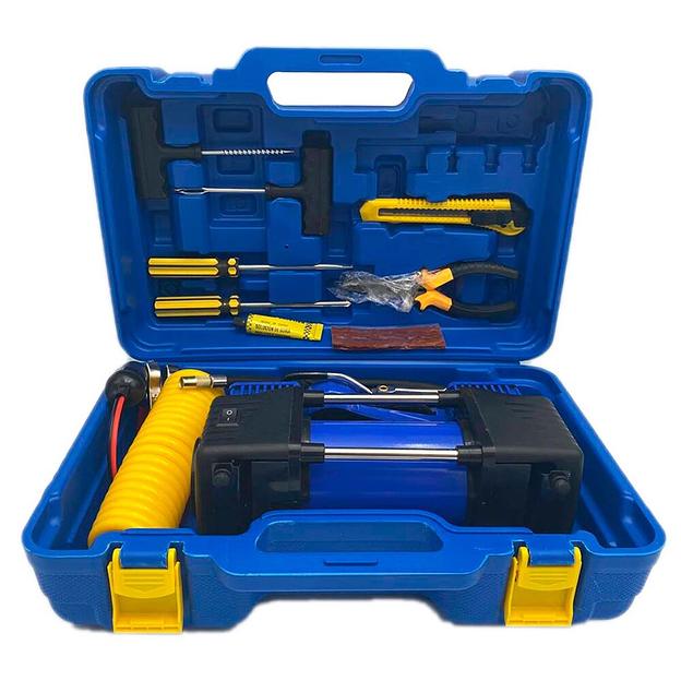 Двухпоршневой компрессор в кейсе Tirol Two-150-blue (синий) фото 1