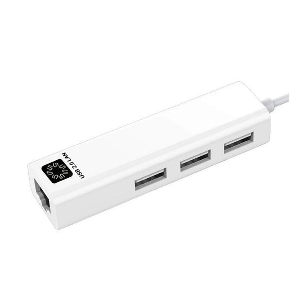 5bites Кабель-адаптер UA2-45-06WH USB2.0 / 3*USB2.0 / RJ45 100MB / WHITE фото 1
