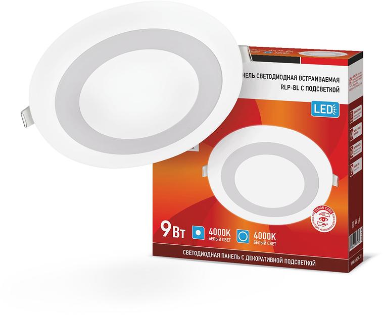 Панель светодиодная встраиваемая круглая RLP-BL 9Вт 230В 4000К 540Лм 145мм с подсветкой бел IN HOME фото 1