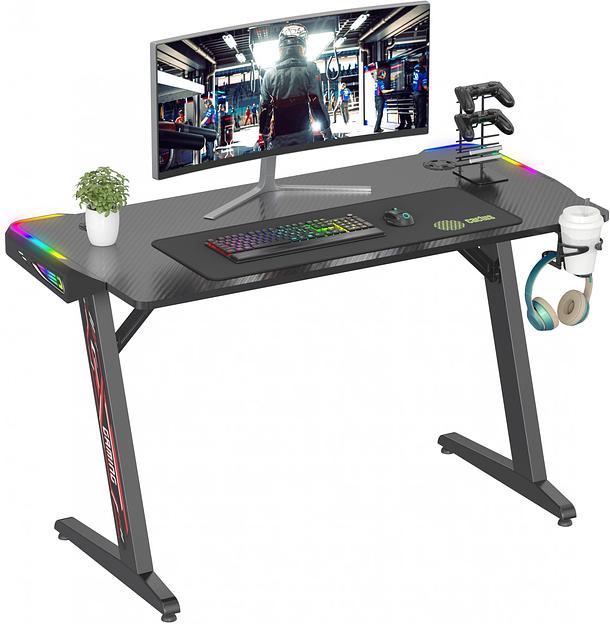 Стол игровой Cactus CS-GTZ-BK-RGB столешница ДСП черный каркас черный фото 6