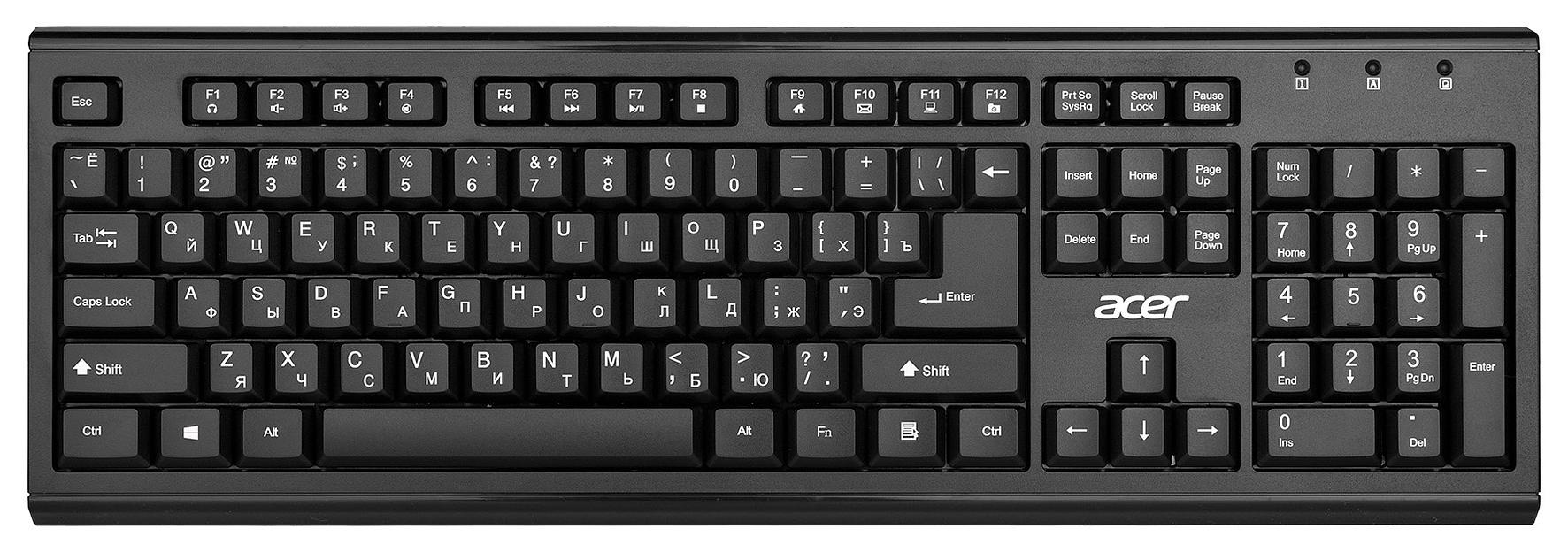 Клавиатура + мышь Acer OKR120 клав:черный мышь:черный USB беспроводная Multimedia фото 2