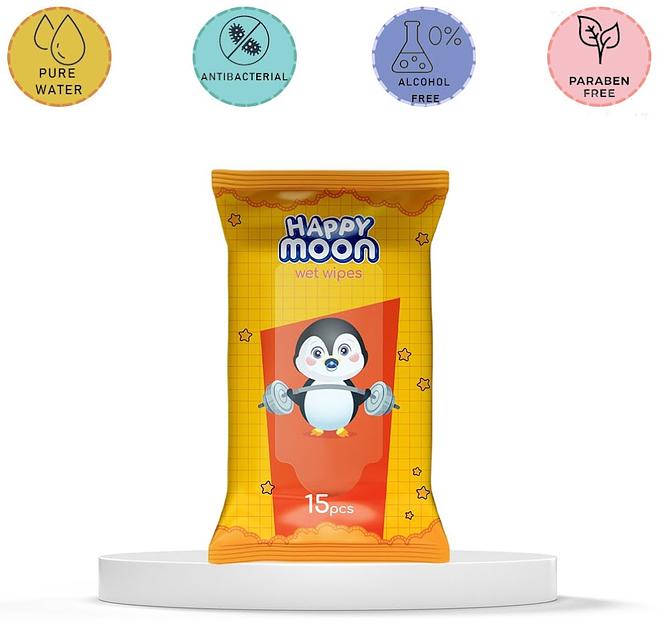 Салфетки влажные карманные «Happy Moon Penguin» 15 шт фото 4