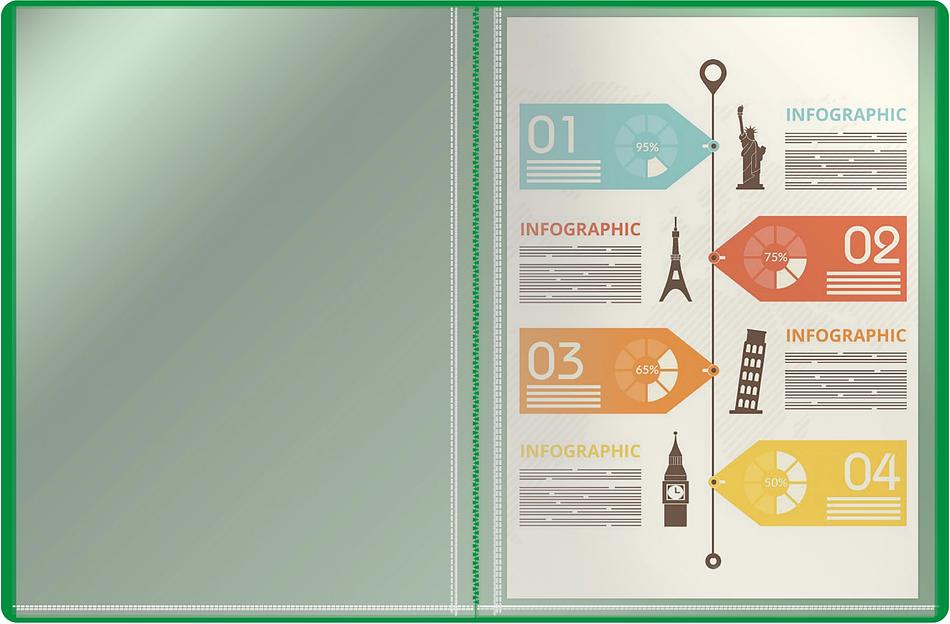 Папка с 40 прозр.вклад. Silwerhof Eco SE-V40GRN A4 пластик 0.5мм зеленый фото 2