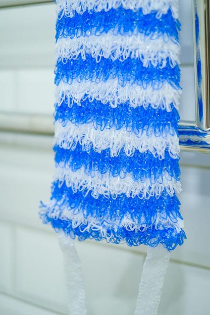 Мочалка вязаная из полипропиленовой нити (110 текс) «Морячка» 42х14 см, махра 15 мм ОПТ фото 4