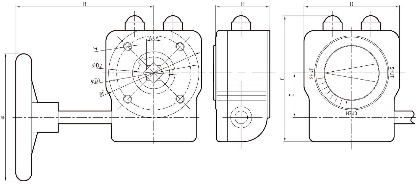 Четвертьоборотный червячный редуктор серии NW фото 7