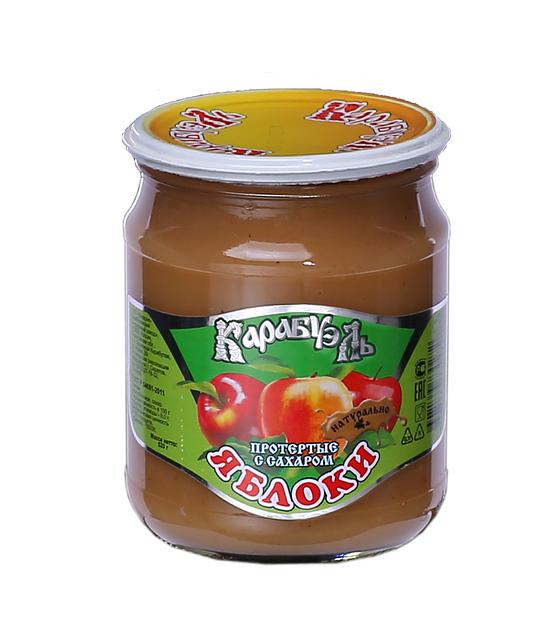 Яблоки протертые с сахаром Карабуэль 520 г СКО ОПТ фото 1