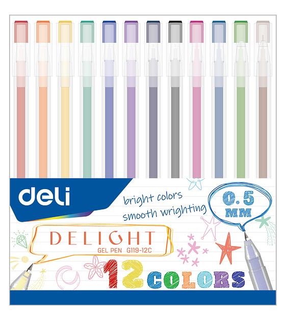 Набор ручек гелев. Deli Delight EG119-12C (12шт) фото 1