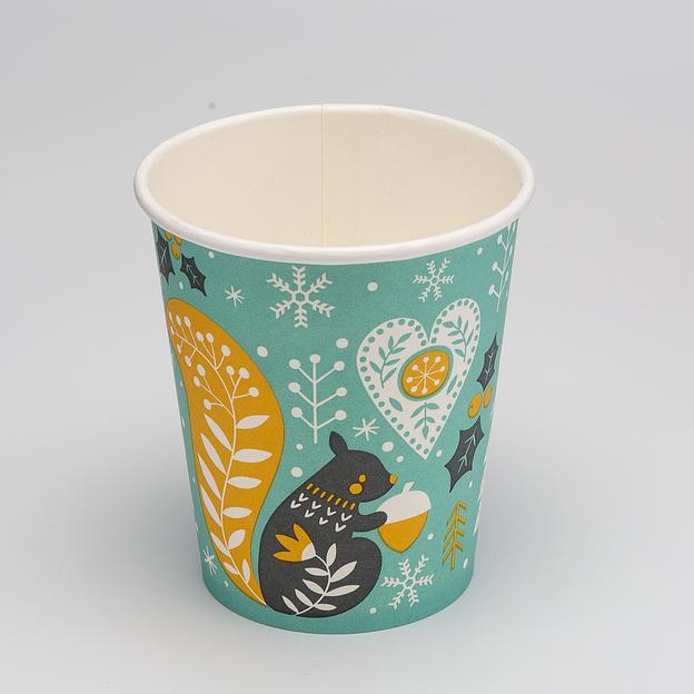 Стакан картонный 250мл 1-сл. "снежное рождество" d80мм - 50 шт фото 1