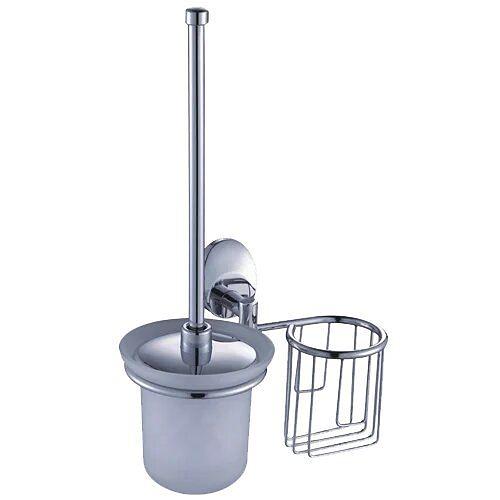 Туалетный ершик и держатель дезодоранта "Solinne", 16162, хром, стекло-сати фото 1