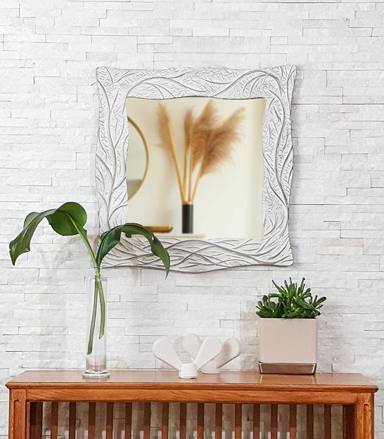 Зеркало в белой раме Квадрат фото 1