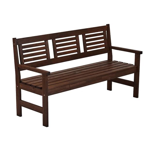 Скамья деревянная для сада и дачи, для 3-х человек Хольмен тёмно-коричневая ОПТ фото 8