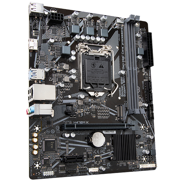 Материнская плата Gigabyte OEM H470M K, Socket 1200, Intel®H470, 2xDDR4-2333, HDMI, 1xPCI-Ex16, 1xPCI-Ex1, 2xSATA3, 1xM.2, 8 Ch Audio, GLan, (4+2)xUSB2.0, (2+2)xUSB3.2, mATX, RTL {} oem фото 3