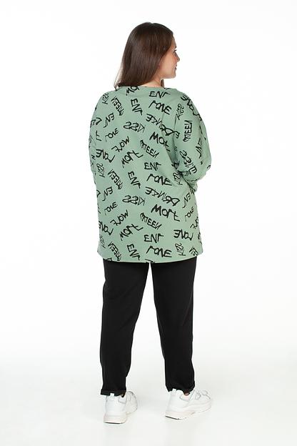 Туника футер 2-х нитка  4187/01/Оливковый, черный  фото 4