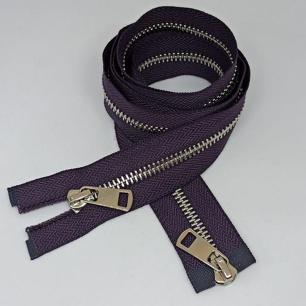 Молния металл №5 110 см 2 зам Фиолетовый серебряный зуб фото 1