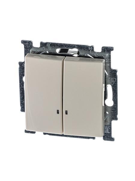 Выключатель с клавишей, 2-клавишный, с подсветкой, Basic 55, слоновая кость 2006/5 UCGL-92-507 фото 1