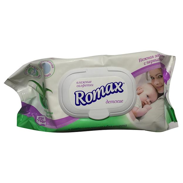 Ромакс детские влажные салфетки с экстрактомактом алое 100шт фото 1