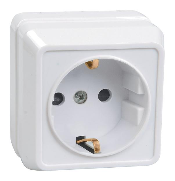 Розетка силовая IEK ОКТАВА (ERO11-K01-16-DC) откр. зазем. IP20 белый (упак.:1шт) фото 1