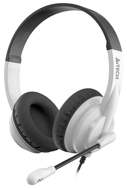 Наушники с микрофоном A4Tech HU-10 черный/белый 2м накладные USB оголовье фото 1