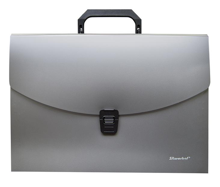 Портфель Silwerhof Perlen 322716-01 6 отдел. A4 пластик серебристый металлик фото 1