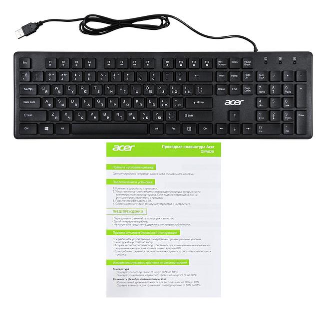 Клавиатура Acer OKW020 черный USB slim фото 9