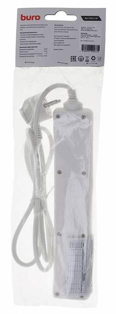 Сетевой удлинитель Buro BU-PS5.1/W 1.5м (5 розеток) белый (пакет ПЭ) фото 5