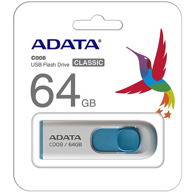 Флэш-накопитель USB2 64GB WH./BLUE AC008-64G-RWE ADATA фото 3