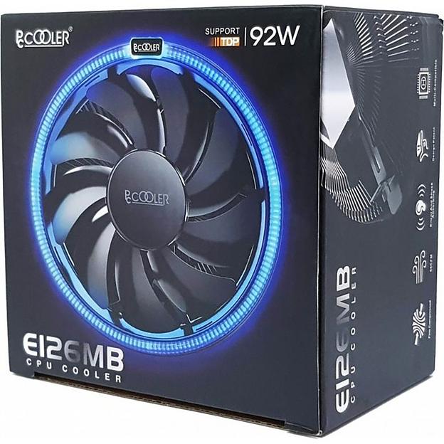 PCCooler E126M PRO Кулер S775/115X/AM2/2+/AM3/3+/AM4/FM1/FM2/2+ (48 шт/кор, TDP 92W, вент-р 120мм с PWM, FIXED COLOR FAN, 1000-1800RPM, 29.8dBa) Retail Color Box (111788) фото 1