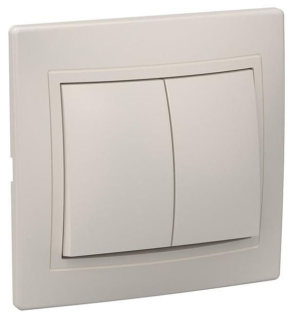 Iek EVK20-K33-10-DM ВС10-2-0-ККм Выключатель 2кл 10А КВАРТА (кремовый) фото 1