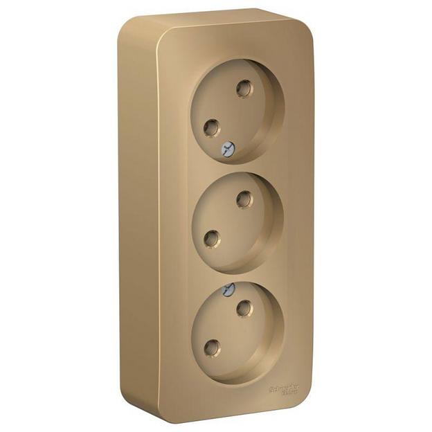 Розетка 3-м ОП Blanca 16А IP20 250В без заземл. без защ. шторок с изолир. пластиной титан SE BLNRA00 фото 1