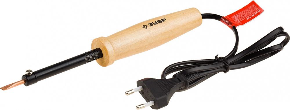 ЗУБР Электропаяльник "МАСТЕР" с деревянной рукояткой и долговечным жалом, форма клин, 40Вт [55405-40_z01] фото 1