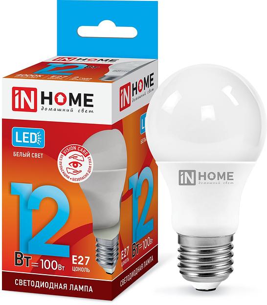 Лампа светодиодная LED-A60-VC 12Вт 230В Е27 4000К 1080Лм IN HOME фото 1