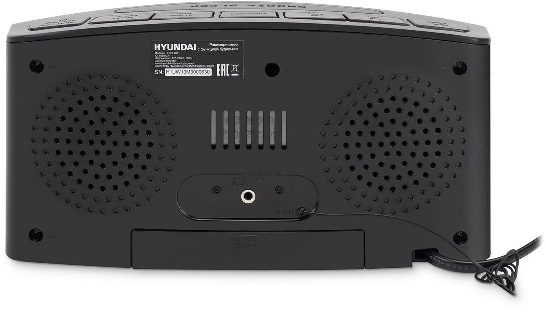 Радиобудильник Hyundai H-RCL238 черный LCD подсв:зеленая часы:цифровые FM фото 8