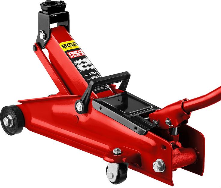 STAYER R-28 RED FORCE, 2 т, 130 - 350 мм, подкатной домкрат для легковых а/м, Professional (43153-2) фото 1