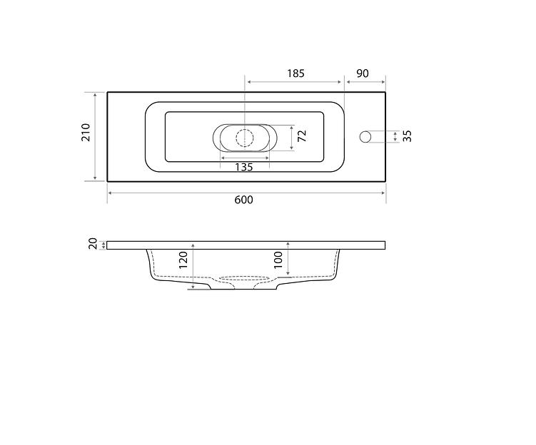 Раковина для ванной полувстраиваемая Uperwood Modul 60 см, белая глянцевая фото 8