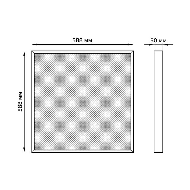 Светильник светодиодный универсальный LED ДВО 30 Вт MiR 3500 Лм 4000К 588х588х50 мм IP40 Грильято призма планки фото 5