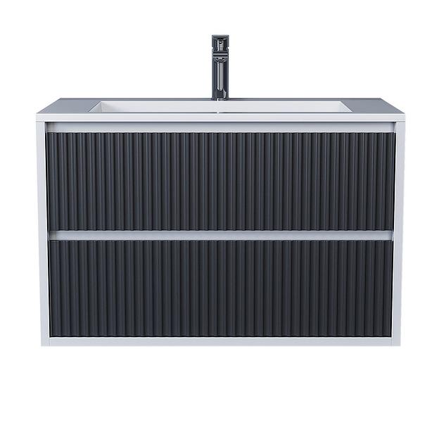 Тумба с раковиной для ванной Uperwood Next подвесная, 80 см, белая/графит, 2 ящика фото 4