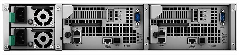 Система хранения данных Synology Rack 2U DualCont Array (QC2,4GhzCPU/8Gbupto64/2x1GbE+1x10GbERJ45(+1xExpSlot) per contr)NoHDD(upto12 2,5"/3,5"SASupto36with 2xRXD1219SAS),RAIDBasic,JBOD,0,1,5,6,10,F1/2xRPS/norail/5YW' (SA3200D) фото 3