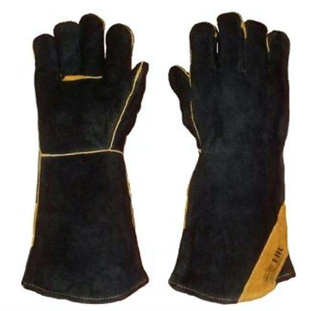 Спилковые краги удлененные черные ОПТ фото 1