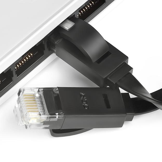 GCR Патч-корд 3.0m, кат.6, PROF, плоский,прямой, UTP, медь, черный, 30 AWG, ethernet high speed 10 Гбит/с, RJ45, T568B (GCR-LNC616-3.0m) фото 2