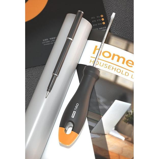 Шлицевая отвёртка "Home Series Gray" Deli HT1103C 3x75мм Эксклюзивный дизайн, рукоятка из высококачественного софттач пластика фото 3