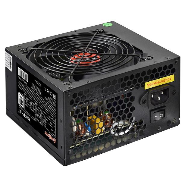 Exegate EX282048RUS-OEM Блок питания 700W Exegate 700PPH-LT-OEM, 80+, ATX, black, APFC, 12cm, 24p, (4+4)p, 5*SATA, 3*IDE фото 1