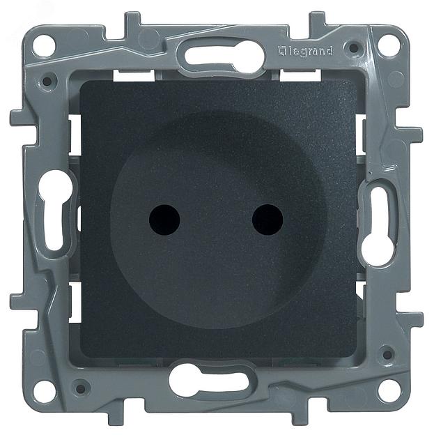 ETIKA Розетка 2К на винтах, защ. шт., антрацит Legrand 672634 фото 1