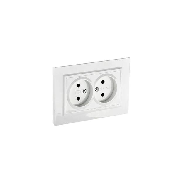 Розетка силовая IEK Brite РС12-2-БрБ, двойная, 2 розетки, скрытая, IP20, белый [br-r20-10-k01-f] фото 1