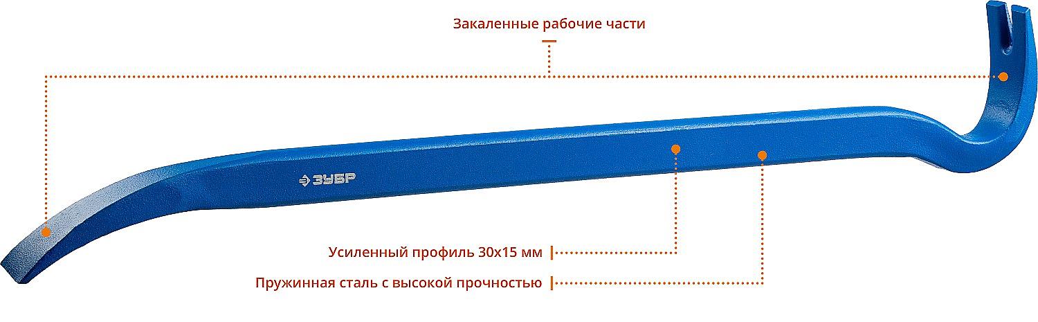 ЗУБР Титан, 600 мм, 30 х 15 мм, лом-гвоздодер, Профессионал (2165-60) фото 2