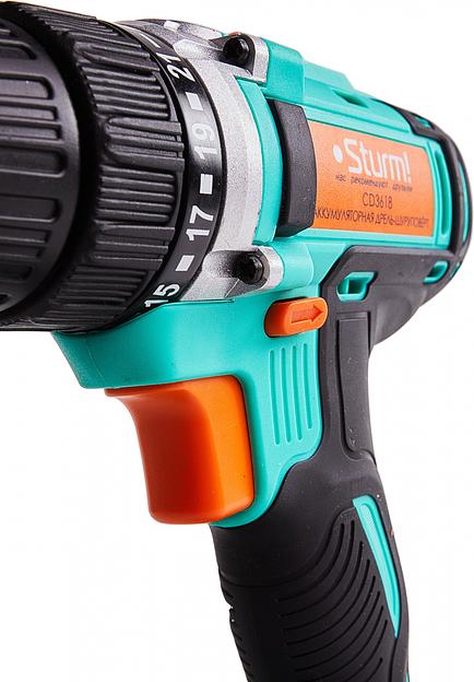Дрель-шуруповерт Sturm! CD3618 аккум. патрон:быстрозажимной (кейс в комплекте) фото 2