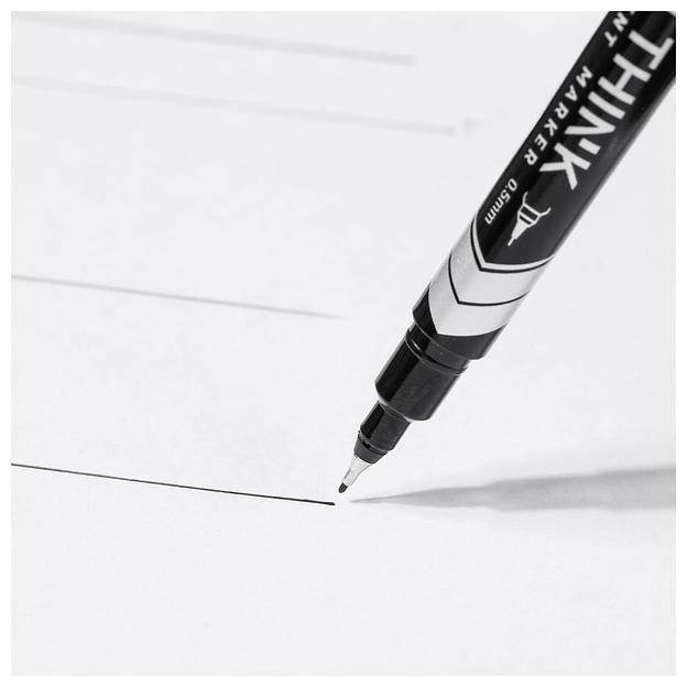 Маркер перманентный Deli EU211-BK Think двойной пиш. наконечник 0.5-1мм черный фото 3