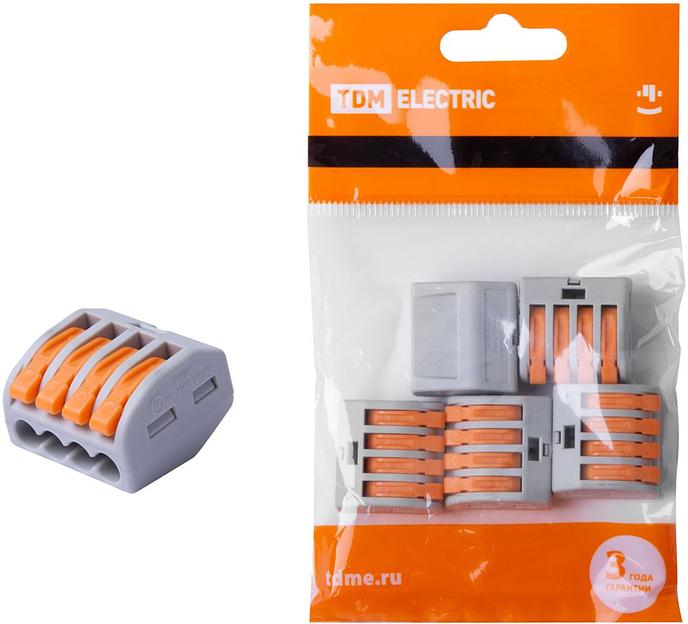 Соединительная клемма СК-414 (2,5мм2) 4 зажима (5 шт/упак) TDM фото 1