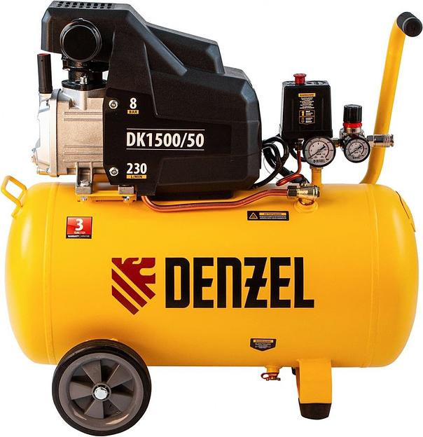 Компрессор поршневой Denzel DK1500/50,Х-PRO масляный 230л/мин 50л 1500Вт желтый/черный фото 5